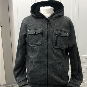 NXT/GEN Sherpa-Lined Hoodie Jacket – Men’s Large – Charcoal Gray